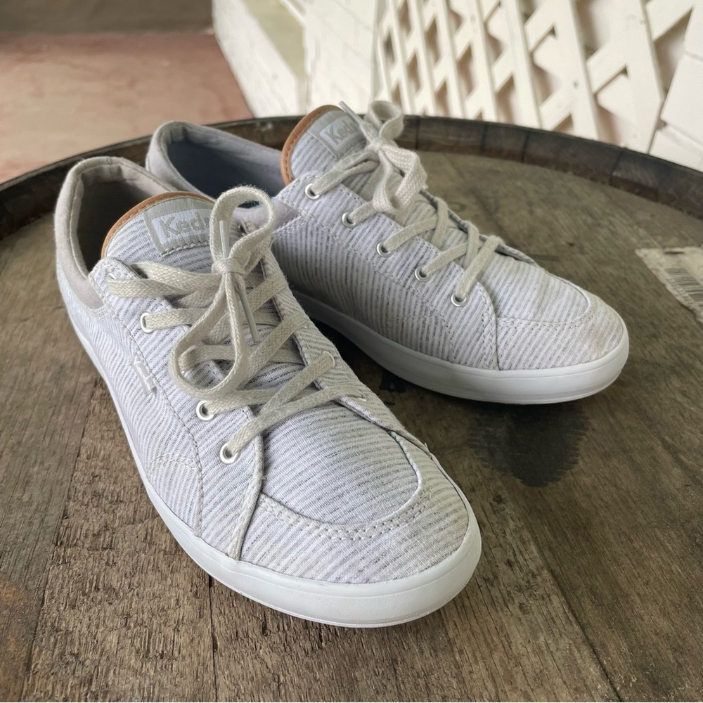 Keds Center Ticking Grey and White Stripe Sneakers